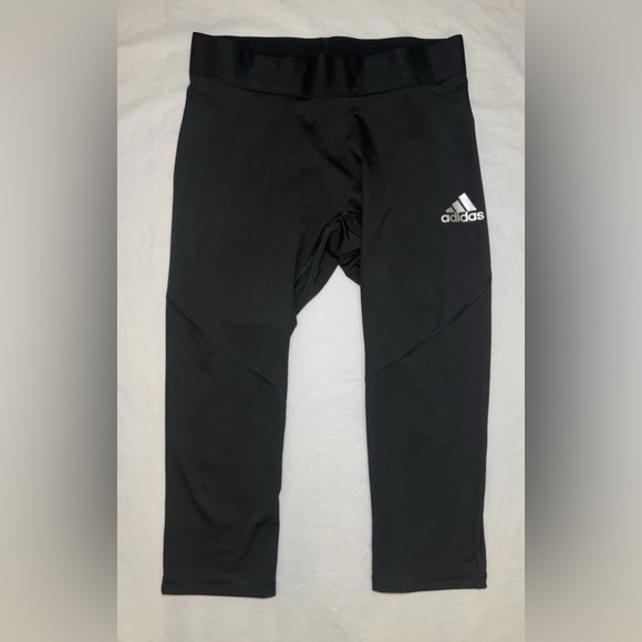 Adidas Base Layer Women Sz L Black Alphaskin Aeroready Capri Legging Compression - Picture 1 of 4